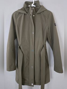 DKNY Belted Softshell Jacket Olive Green Spring Fall